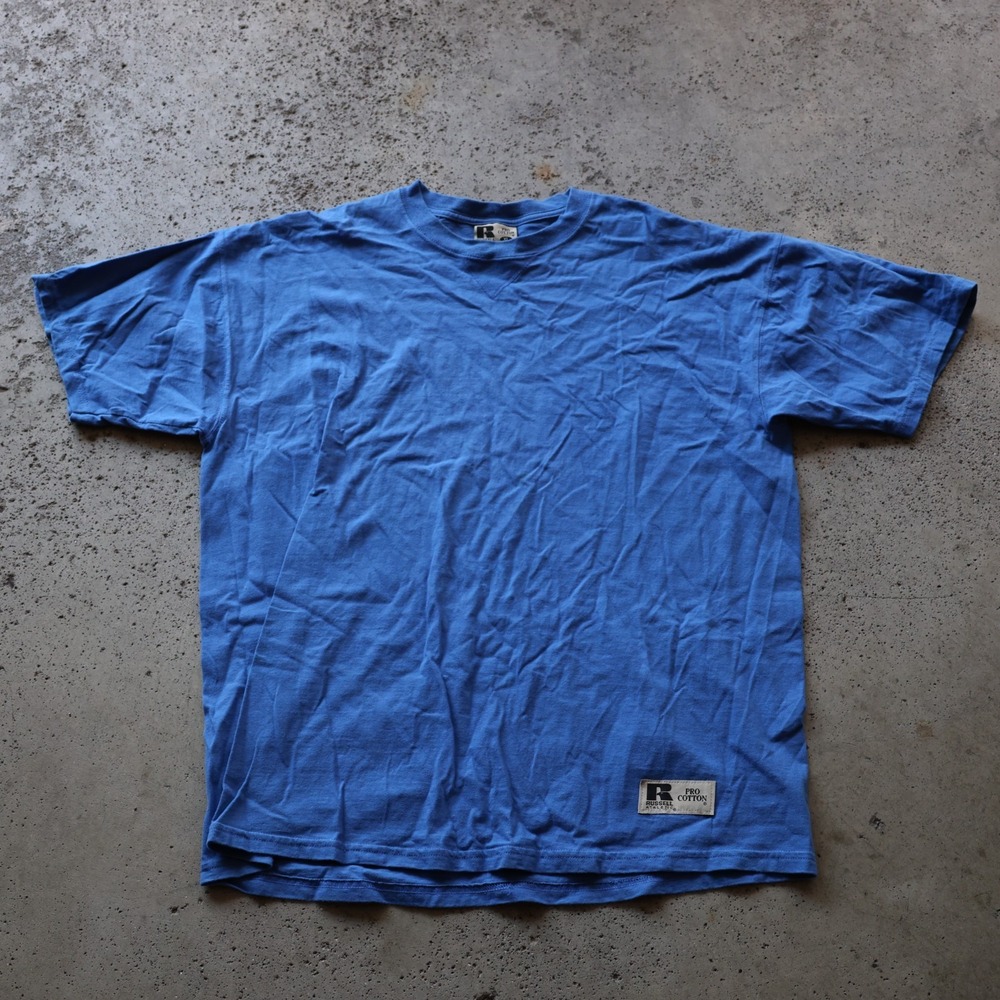 Y2K Russell Athletic Pro Cotton Blank T-Shirt Mens Size XL Royal Blue V-Stitch
